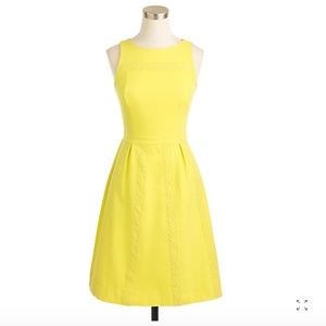 JCrew Cotton piqué lace dress - yellow